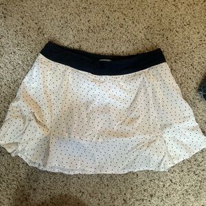 Polka Dot Mini Skirt with Navy Waistband